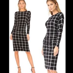 Norma Kamali Revolve Dolman Shirred Waist Dress in Plaid Size Medium